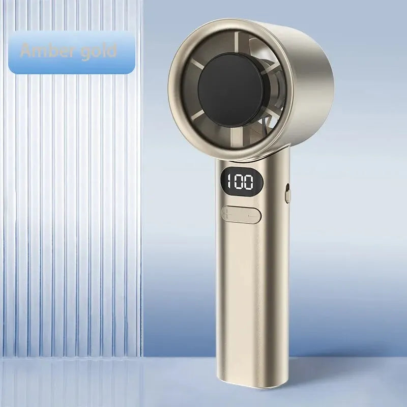 Handheld Bladeless Fan – Quiet, Stylish, and Rechargeable with 120 Wind Speeds