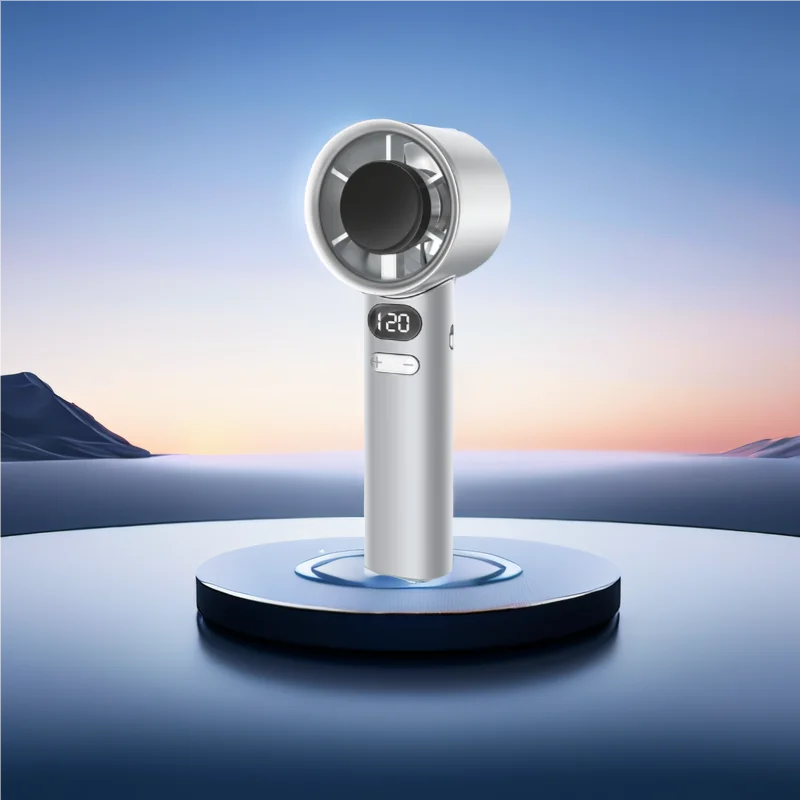 Handheld Bladeless Fan – Quiet, Stylish, and Rechargeable with 120 Wind Speeds
