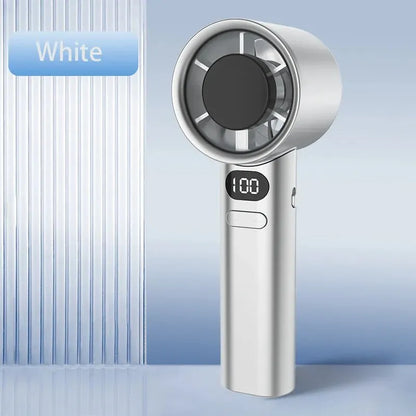 Handheld Bladeless Fan – Quiet, Stylish, and Rechargeable with 120 Wind Speeds