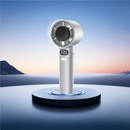 Handheld Bladeless Fan – Quiet, Stylish, and Rechargeable with 120 Wind Speeds